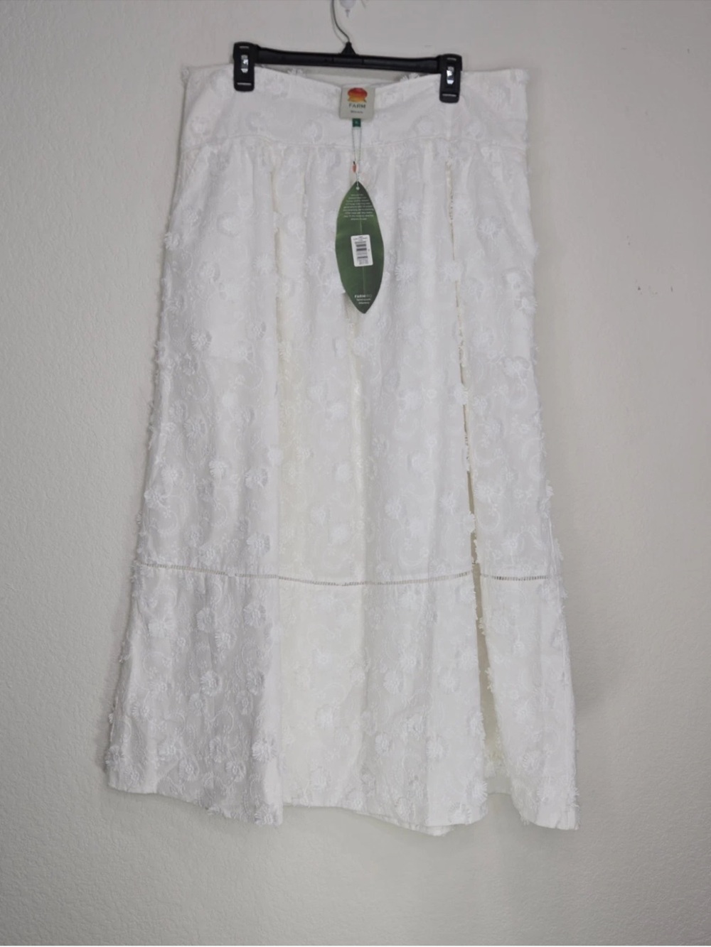 Farm Rio Off-White 3d Flower Midi Skirt Size XL Womens Boho Feminine NEW